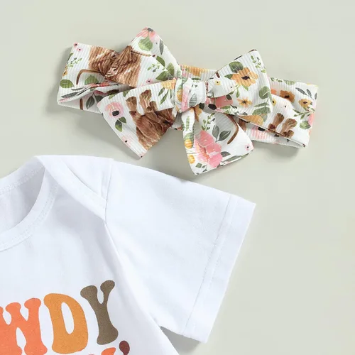 Vista 85 de Sejardin Ropa de verano para bebé y niña, recién nacida, manga corta, con letras, mameluco elástico con diadema