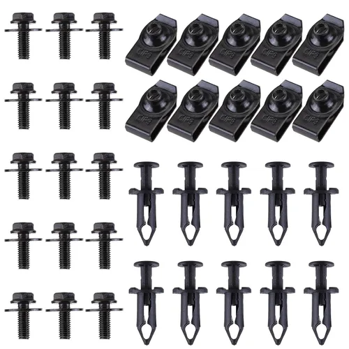 Vista 2 de 35 pernos para el cuerpo y clips de tuerca en U, 35 piezas de parachoques para parachoques de parachoques, clips de retención de automóvil