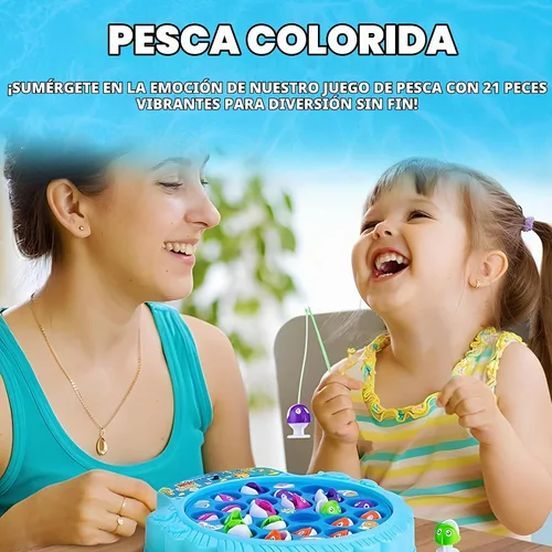 Vista 6 de IPIDIPI TOYS Juego de pesca para niños, 21 peces y 4 bastones - azul