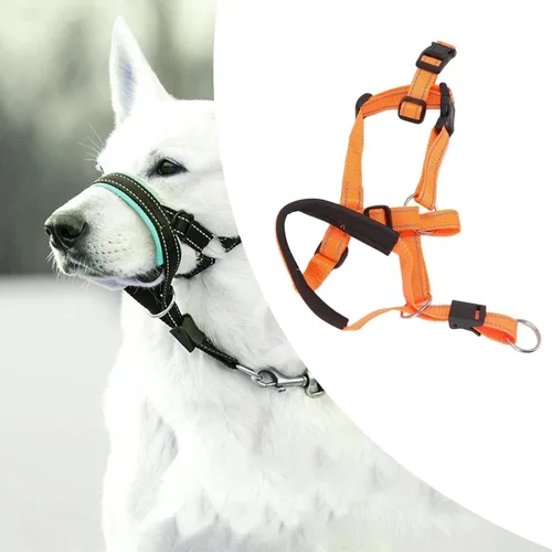 Vista 2 de TOPINCN Collar para la cabeza, cabestro de cabeza de perro con correa de seguridad, material de nailon con hebilla de metal, arnés para la cabeza