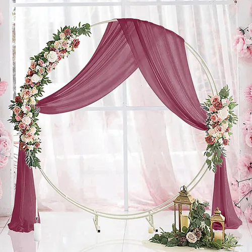 Vista 2 de Decoración de tela de gasa, 1 panel de 2 x 10 pies, cenefas sin arrugas, tela drapeada suave para arco de boda con 2 cintas, para decoración