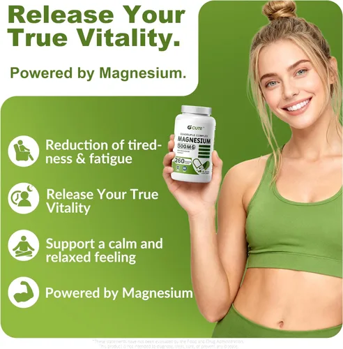 Vista 5 de Suplementos de complejo de glicinato de magnesio, 260 cápsulas (130 porciones) 500 mg de glicinato de magnesio, citrato, malato y óxido Alta