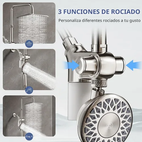 Vista 5 de SINGSUO Filtered Rain Shower Head with Handheld Spray Combo(Brushed Nickel)