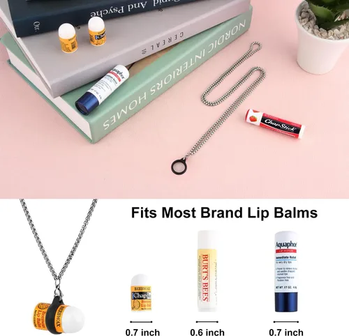 Vista 3 de Anti-Lost Lanyard Neck Strap Lip Balm Holder with Non-Slip Silicone Ring, Portable Chapstick Holder Lanyard