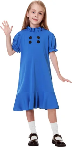 Vista 2 de Lucy - Vestido de Halloween para niños, disfraz de Halloween con mangas con volantes, vestidos familiares de 7 a 8 años
