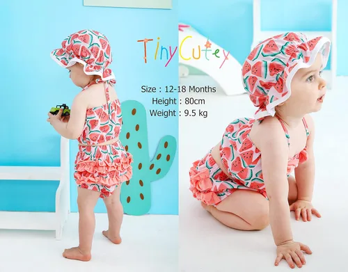 Vista 2 de Tiny Cutey Traje de baño de 2 piezas para bebé, traje de baño de 2 piezas, parte superior de bikini, parte inferior de bikini