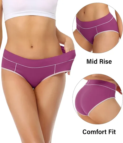 Vista 3 de wirarpa - Ropa interior elástica de algodón para mujer cómodas de media cintura pantaletas transpirables Multipaquete