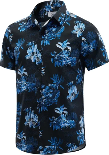 Vista 22 de EUOW - Camisas hawaianas para hombre de manga corta con botones, estampadas para la playa y el verano