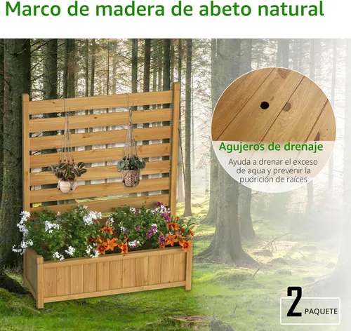 Vista 5 de GDLF Valla para Aire Acondicionado, Pantalla de Privacidad de Madera para Exteriores con Jardinera para Bote de Basura, Equipo de Piscina, Kit Sin