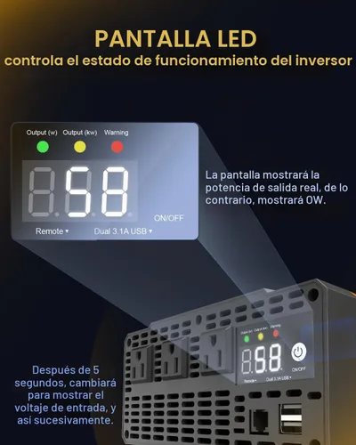 Vista 3 de Ampeak Inversor de potencia de 2000W, 89% de eficiencia,Sobretensión
