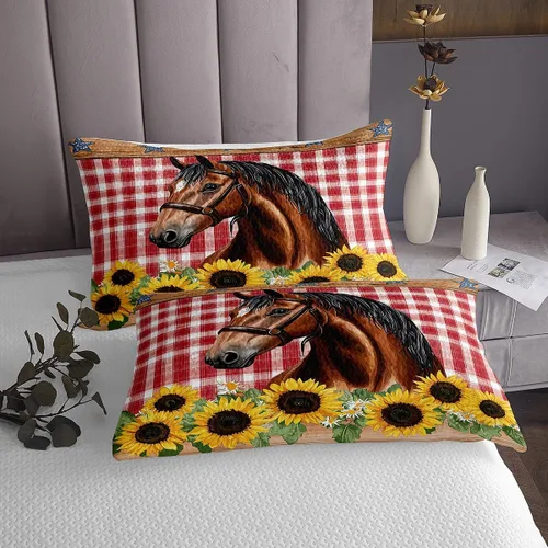 Vista 4 de Colcha de caballo de girasol, tamaño individual, ropa de cama acolchada de herradura con estrellas del oeste de Texas para cabaña rústica de granja