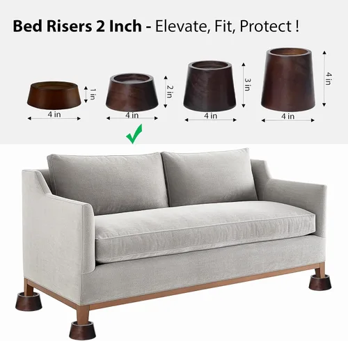 Vista 2 de Elevadores de cama de madera de pino de alta calidad, elevadores resistentes para soporte resistente y decoración mejorada
