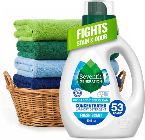 Vista 13 de Seventh Generation Detergente concentrado para ropa de bebé, fórmula antimanchas, aroma fresco, 40 oz (53 cargas)