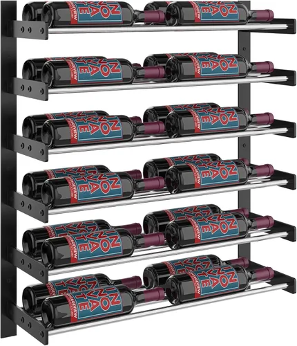 Vista 10 de VintageView Evolution Wine Wall 30 3C - Estante moderno para vino (54 botellas, negro mate/bronce dorado)