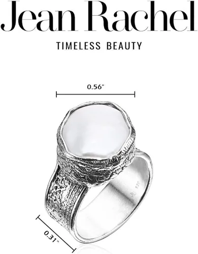 Vista 7 de JEAN RACHEL JEWELRY Anillo de plata de ley 925 con perla de agua dulce, aspecto vintage, hipoalergénico, sin níquel ni plomo, colección de diseñador