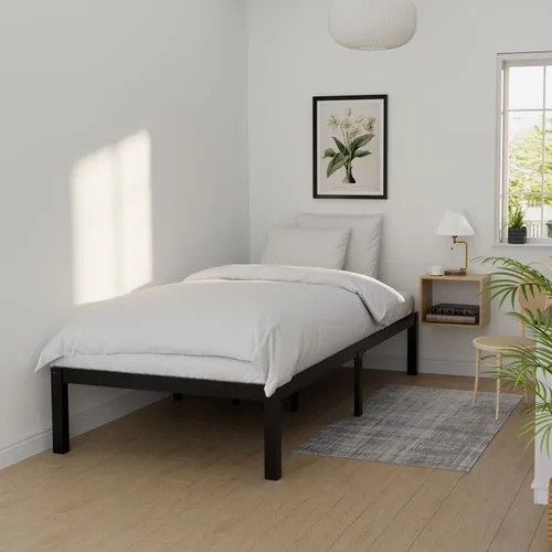 Vista 3 de Base de cama de bambú de tamaño individual con plataforma de madera, estructura sólida y estable con listones antideslizantes, cama alta,