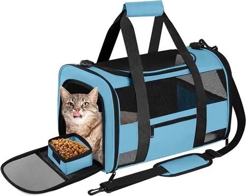 Vista 9 de Transportín para Gatos Transportín para Mascotas Aprobado por Aerolíneas para Perros Pequeños Gatos Cachorros Plegable de Lados Suaves Bolsa de Negro