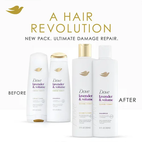 Vista 3 de Dove Champú y acondicionador, lavanda y terapia de daño por volumen – Productos para el cabello voluminizador para mujeres con cabello fino y plano