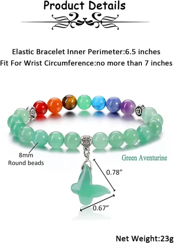 Vista 6 de PESOENTH Pulseras de 7 chakras para mujer, amatista, cristales curativos, pulsera de cuentas de piedras naturales para yoga, reiki, pulsera