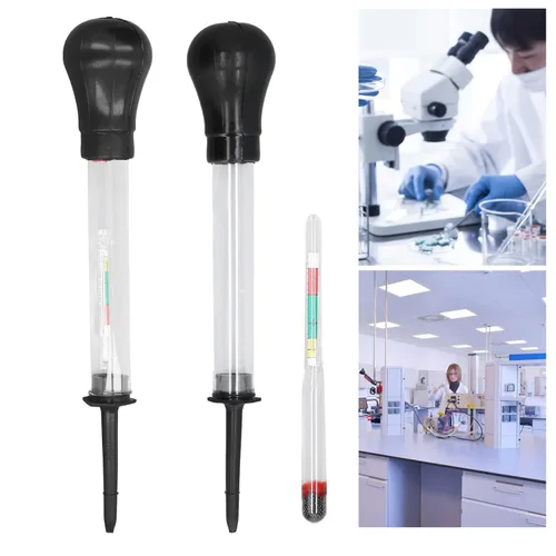 Vista 2 de Hidrómetro, 2 unids hidrómetro de vidrio electro medidor hidráulico 1.100-1.300 herramienta de medición para densidad de electrolitos, hidrómetros