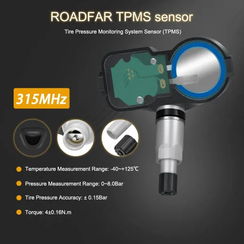 Vista 4 de ROADFAR Sistema de monitoreo de presión de neumáticos programado de 315MHz Sensor TPMS Compatible con Lexus para Scion para Toyota 4260706011