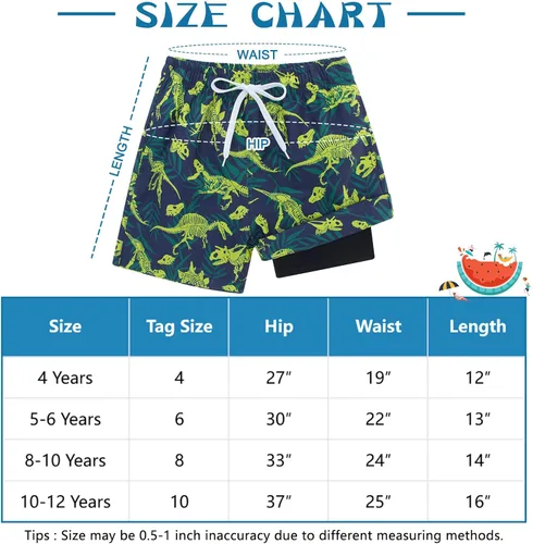 Vista 6 de Funnycokid Traje de baño para niños, con forro de compresión, traje de baño de secado rápido, pantalones cortos de playa para niños de 4 a 12 años