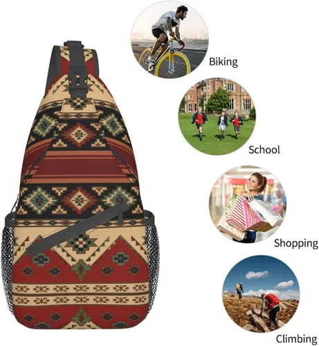 Vista 5 de ZREXUO Mochila tipo bandolera de nativo americano, mochila cruzada casual para hombres y mujeres, Nativo Americano-22, Mochilas Daypack