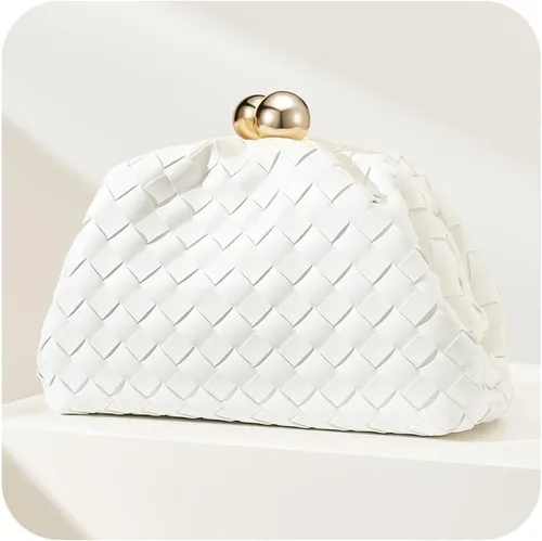 Vista 10 de CHUNLI Dressy Woven Clutch Purses for Women Evening Wedding Formal Occasion,Dumpling Crossbody Shoulder Handbags for Women