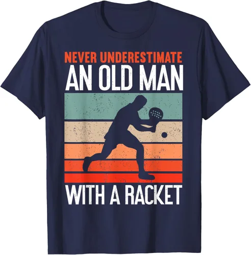 Vista 20 de Camiseta divertida de pádel "Never Underestimate An Old Man With A Racket, Negro