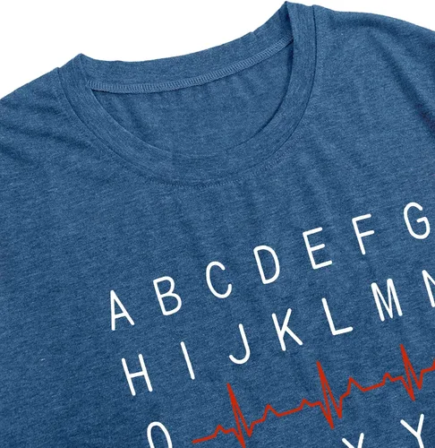 Vista 4 de Nurse Shirt Women Nursing Tshirt ABC Alphabet Print Graphic Tee Tops Nursing School Gift T-Shirt Blouse