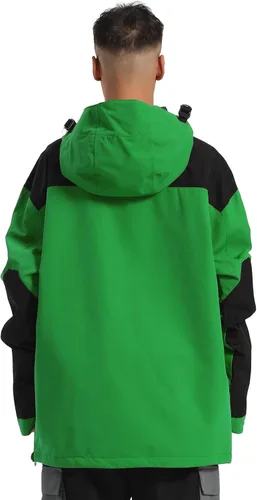 Vista 47 de GSOU SNOW Chaqueta de esquí para hombre, abrigo de nieve para snowboard, cálido, invierno, impermeable, con capucha