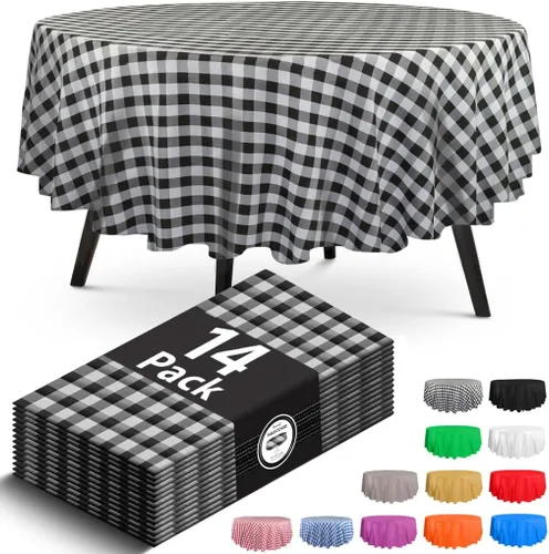 Vista 35 de Paquete de 14 manteles de plástico desechables rectangulares negros de 54 x 108 pulgadas - Cubiertas decorativas lisas para fiestas, bodas