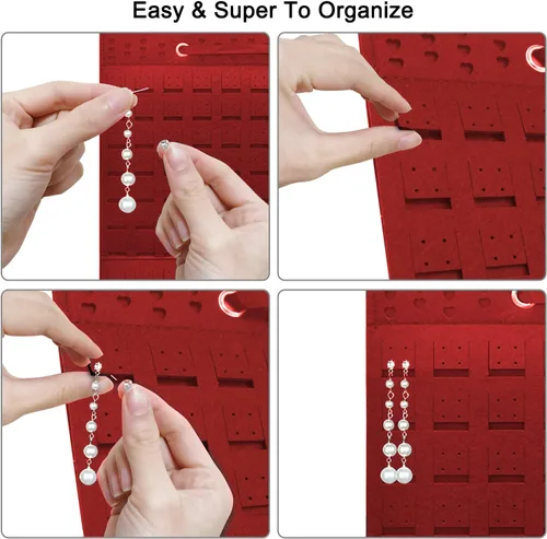 Vista 4 de Nesyd Organizador de aretes de pared, soporte para aretes colgantes con capacidad para hasta 300 pares, organizador de aretes de tuerca de gran