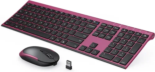 Vista 13 de Teclado y mouse inalámbricos, Vssoplor 2.4GHz recargables, combo compacto silencioso de tamaño completo con receptor Nano USB para Windows, laptop