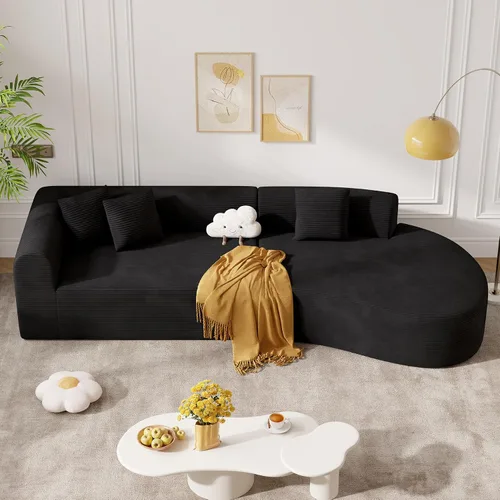Vista 9 de Sofá modular modular de 126 pulgadas, moderno sofá curvado de nube con asiento profundo, sofás tapizados de gran tamaño para sala de estar, no Beige