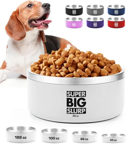 Vista 21 de Tuff Pupper Tazón Aislado de Servicio Pesado para Perros Plato de Comida para Perros de Acero Inoxidable de Doble Pared Tazón Antideslizante a