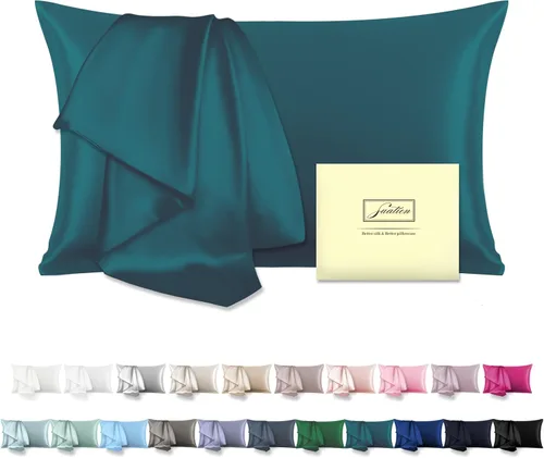 Vista 32 de Funda de almohada de seda para cabello y piel, suave, transpirable y resistente, funda de almohada de seda de tamaño Queen, fundas de almohada