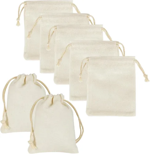 Vista 8 de HRX Package 20 bolsas de muselina de 5 x 7 pulgadas, bolsas de algodón con cordón para regalo, regalos de fiesta, joyas, bricolaje