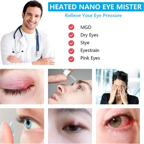 Vista 2 de Rociador de niebla de ojos nano calentado, vaporizador de ojos portátil con compresión cálida y calor húmedo para aliviar los ojos secos
