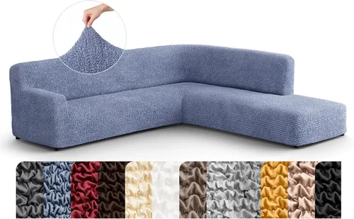 Vista 11 de PAULATO BY GA.I.CO. Funda de sofá modular, funda para sofá chaise longue en forma de L, fundas lavables para sofá esquinero, funda elástica de Gris