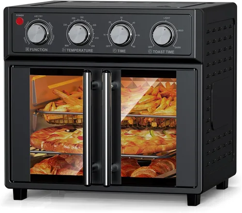 Vista 10 de Combinado de Tostador de Puerta Francesa Extra Grande con Freidora de Aire, Freidora de Aire de Puerta Doble Francesa de Gran Capacidad de 1700W