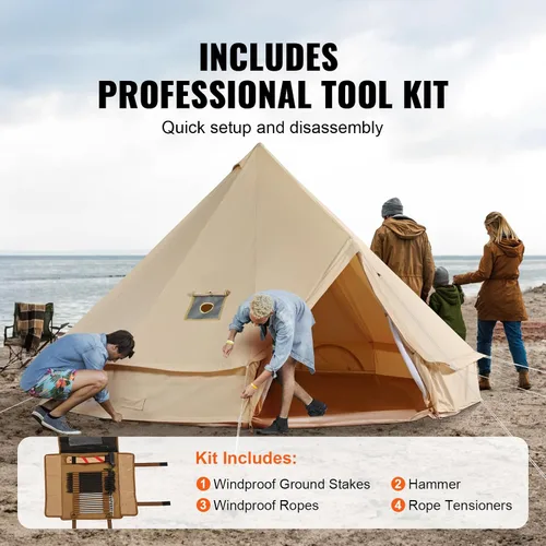 Vista 6 de Happybuy Tienda de campaña de lona – 4 estaciones transpirable 100% algodón lona Yurt – con estufa Jack, tienda de campaña glamping de lujo