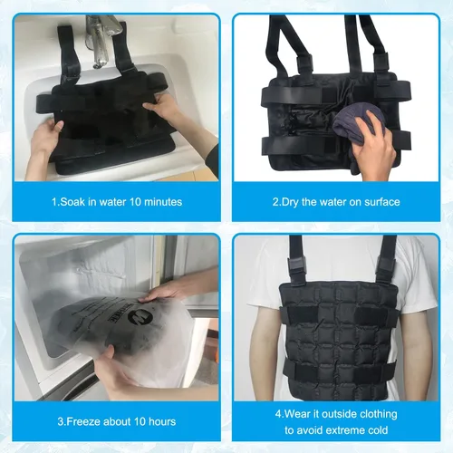 Vista 4 de Ice Cooling Vest Neck Cooler for Hot Weather, Reusable Ice Pack Vest with Adjustable Straps, Cold Ice Jacket for Men & Women