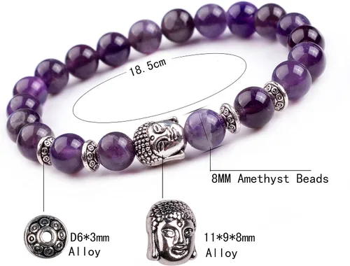 Vista 3 de Joya brazalete con gemas redondas de 8 mm brazalete para los chacras regalo de cumpleaños