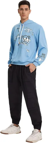 Vista 6 de WDIRARA Sudadera con capucha y cordón de manga larga con capucha y bolsillo para hombre