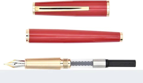 Vista 4 de Gullor Pluma estilográfica JH95 con convertidor de tinta, punta fina, color rojo