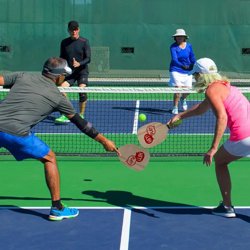 Vista 6 de Juego de pelota de remo – Par de raquetas ligeras para principiantes, pelota y bolsa de transporte para juegos en interiores o exteriores – Adultos