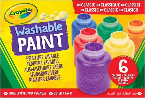 Vista 2 de Pintura de Crayola lavable para niño (6 colores surtidos) 2 oz cada una, paquete de de 1, Variados Varios