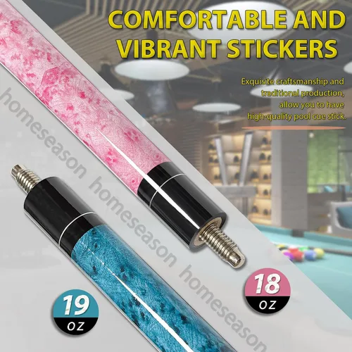 Vista 5 de HomeSeason 58 inch Pool Cue Stick 13mm Tip Billiard Cue Sticks, Perfect for Precision Play, Low Deflection Pool Cue for Enhanced Accuracy
