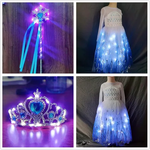 Vista 4 de LETSGLOW Disfraz de princesa para niñas vestido iluminado para Halloween carnaval cosplay fiesta de cumpleaños